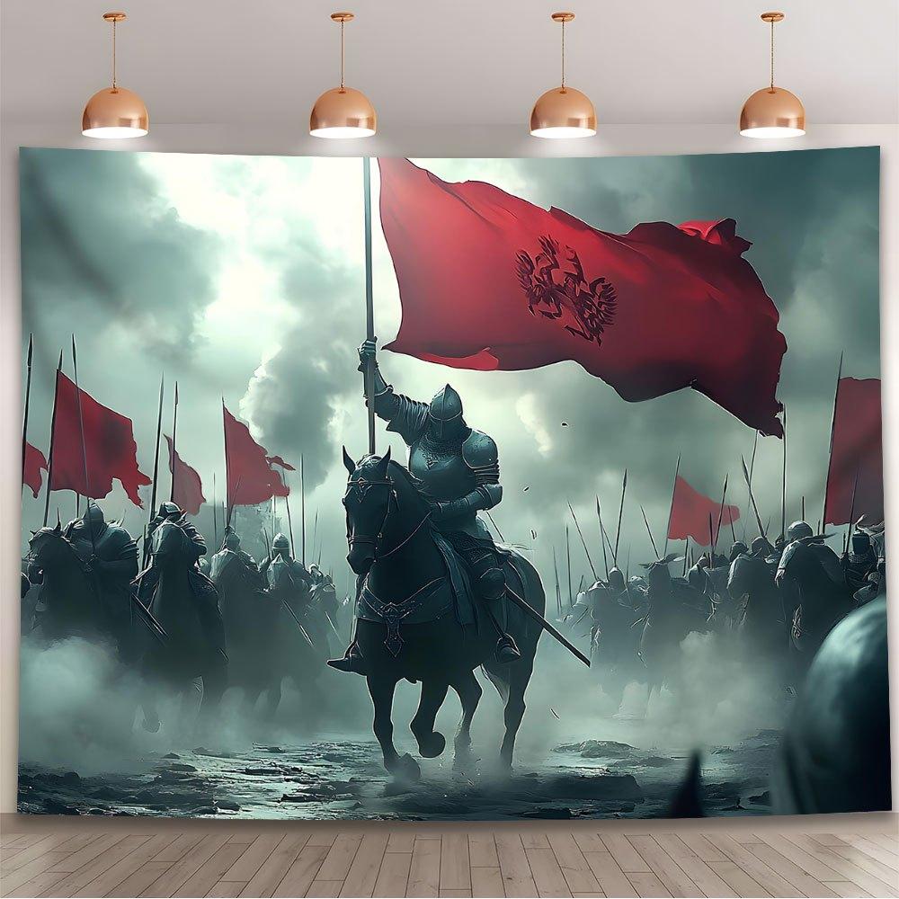 

Medieval Knight with Flag Tapestry Perfect for Adding Historical and Dramatic Style to Any Room Decor Ideal for Home Use 74x94cm(29x37in)