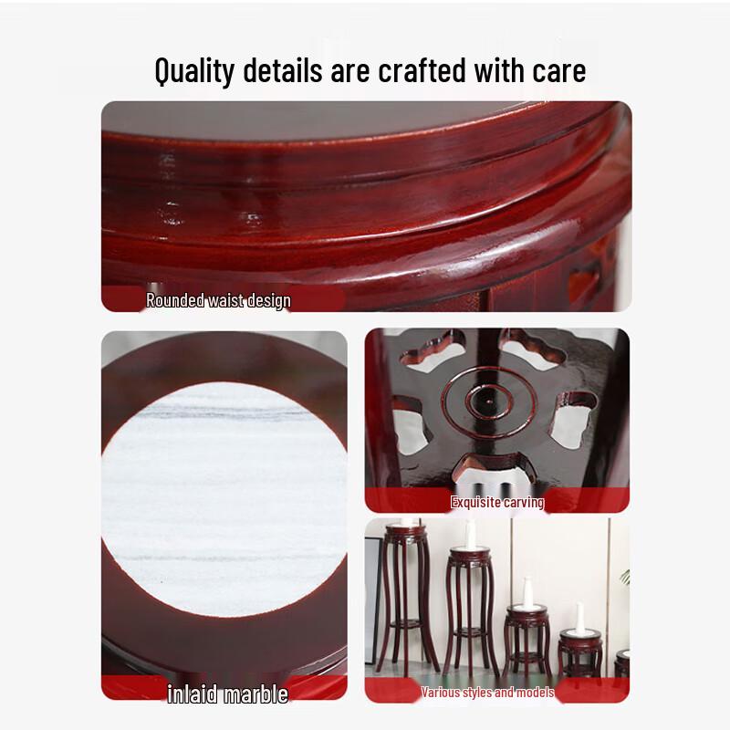 Chinese Style Bamboo Flower Stand with Stone Top