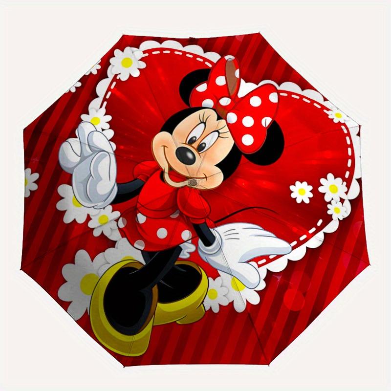 

1pc Minnie Mouse Automatic Folding Umbrella, 8-Rib Portable & Foldable Design, Highqualityy0722101