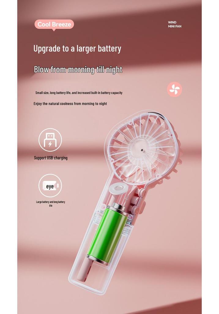 F3 USB Rechargeable Handheld Spray Humidifier Mini Fan for Dorms & Desktops