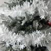 2PCS 2M Christmas Snowflake Tinsel Ceiling Hanging Tinsel Christmas Tinsel Garland White Ribbon Twist Snowflake Ribbons
