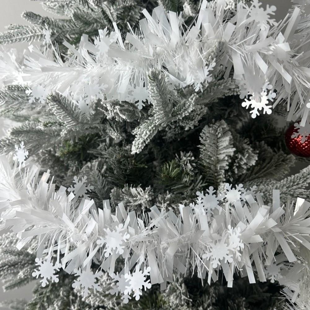 2PCS 2M Christmas Snowflake Tinsel Ceiling Hanging Tinsel Christmas Tinsel Garland White Ribbon Twist Snowflake Ribbons