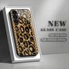 Leopard Pattern Black Glass Phone Case Suitable for Samsung Galaxy S26 S25 S24 S23 S22 S21 S20FE/Ultra/Plus Anti Drop Back Cover