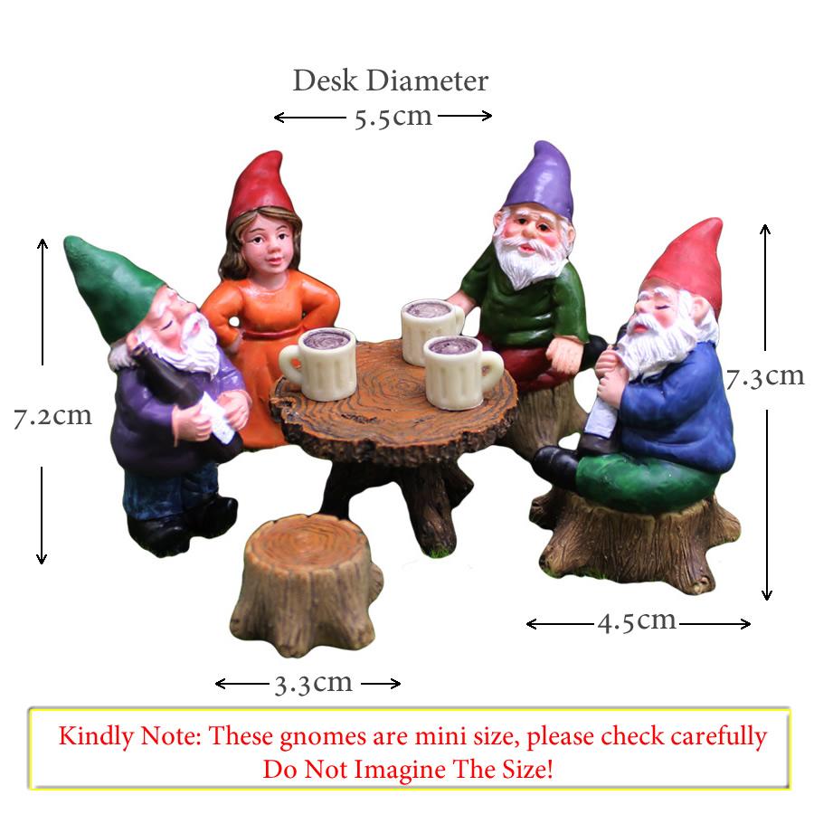4pcs/Set Mini Funny Cute Gnome Party Resin Dwarfs Statue DIY Bonsai Decoration for Home Office Desk Sculpture