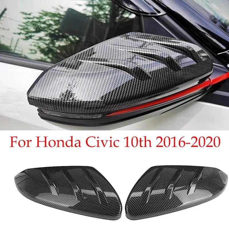 For Honda Civic 10th 2016- Car Rearview Side Mirror Cover Wing Cap Exterior Sticker Door Rear View Case Trim Carbon Fiber