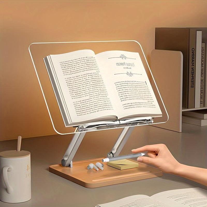 Adjustable Acrylic Reading Stand - Multi-Angle Desktop Holder for Books, Tablets, Laptops & Writing Boards,Transparent Bookstand