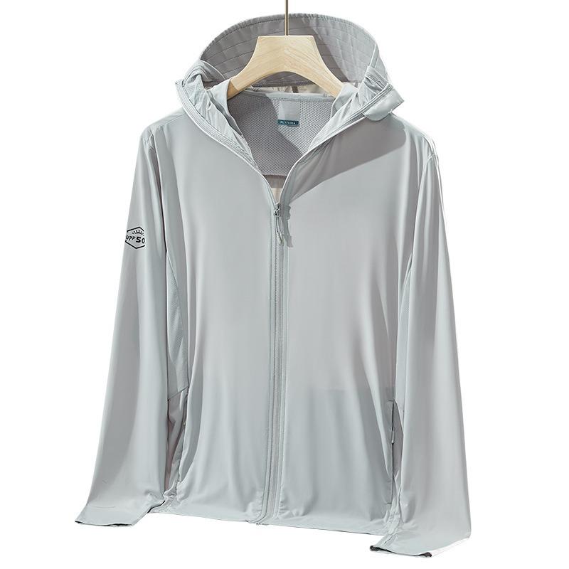Men's Ice Raw Yarn Sunscreen Clothing UPF50 + UV Protection Outdoor Fishing Sunscreen Clothing Hooded Breathable Skin Clothing