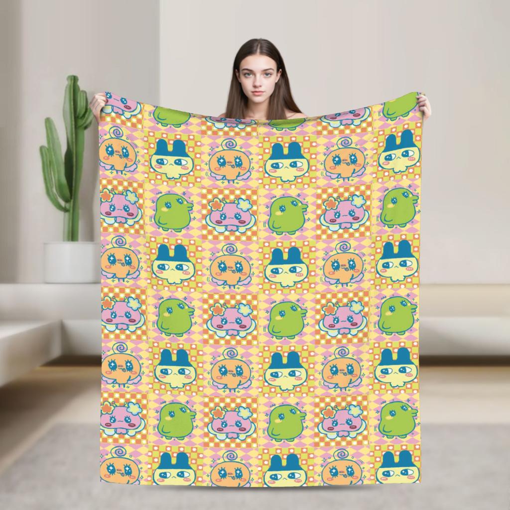 Japanese Cute Tamagotchis Blanket Flannel Funny Breathable Throw Blanket for Coverlet Autumn/Winter