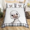 Cute Duck Pattern Three-Piece Quilt Cover Digital Printing Bedding Set Bed Cover