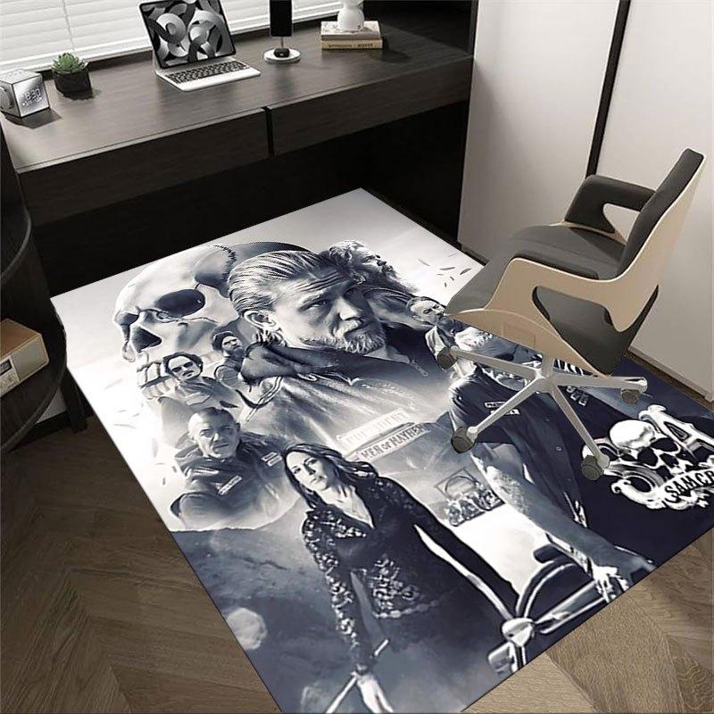 

1pc Sons of Anarchy themed Office Carpet Chair Mats - durable polyester rug for home theater, office, dorm room decor - tA10 60cm by 90cm