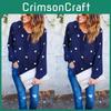 Versatile Woman O Neck Long Sleeve Casual Polka Dot Blue Bodycon Shirt Blouse For Any Occasion