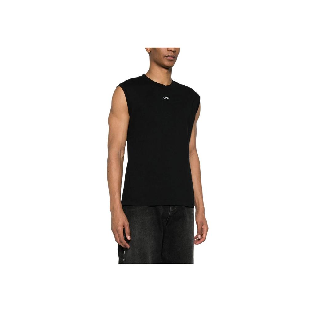 Off-White Ss24 Solid Color Round Neck Fitted Sleeveless Vest Regular Fit Men tops Black OMAC027C99JER0011001