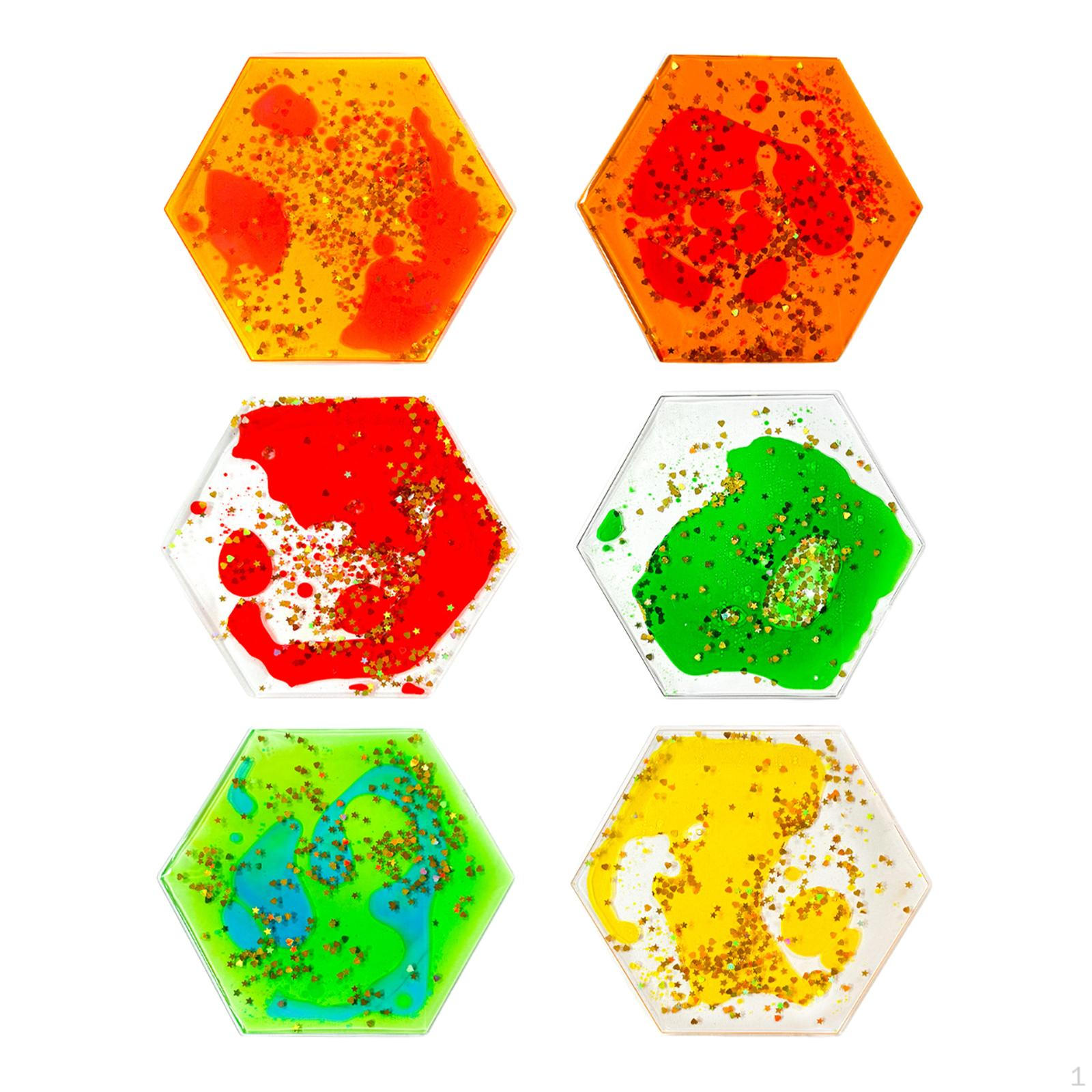 

6 штук сенсорных мягких гелевых жидких игрушек Fidget Toy Motion для детей Hexagon