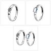 1/2Pcs Vintage Shining Moonstone Rings Adjustable Couples Open Rings Versatile Sun and Moons Rings Jewelry Decoration
