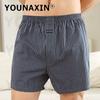 Men's Cotton Boxer Briefs High Waist Casual Plaid Pajama Shorts Plus Size Big Underwear Home Sleep Bottoms M L XL 2XL 3XL