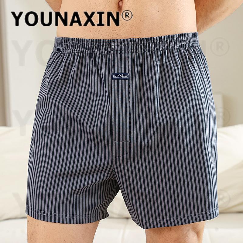 Men's Cotton Boxer Briefs High Waist Casual Plaid Pajama Shorts Plus Size Big Underwear Home Sleep Bottoms M L XL 2XL 3XL