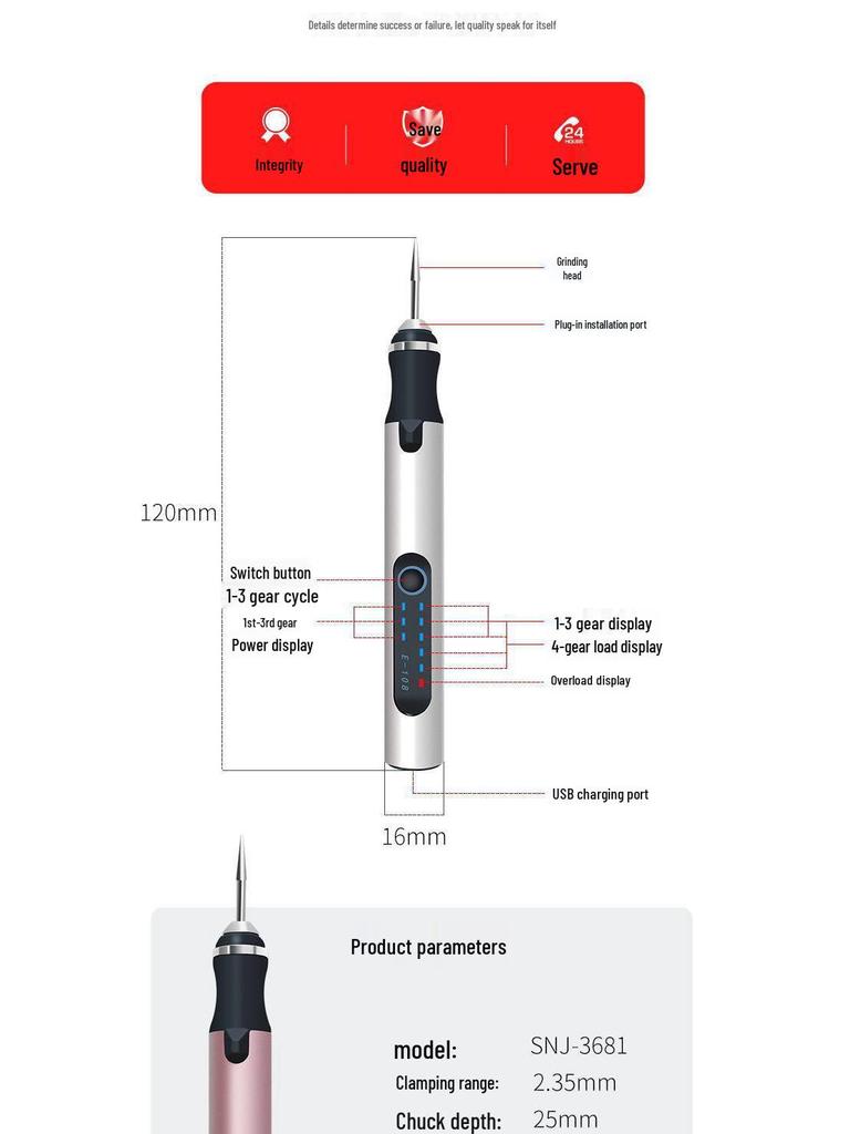 Portable Cordless Electric Grinding Pen for Nail Art & Carving