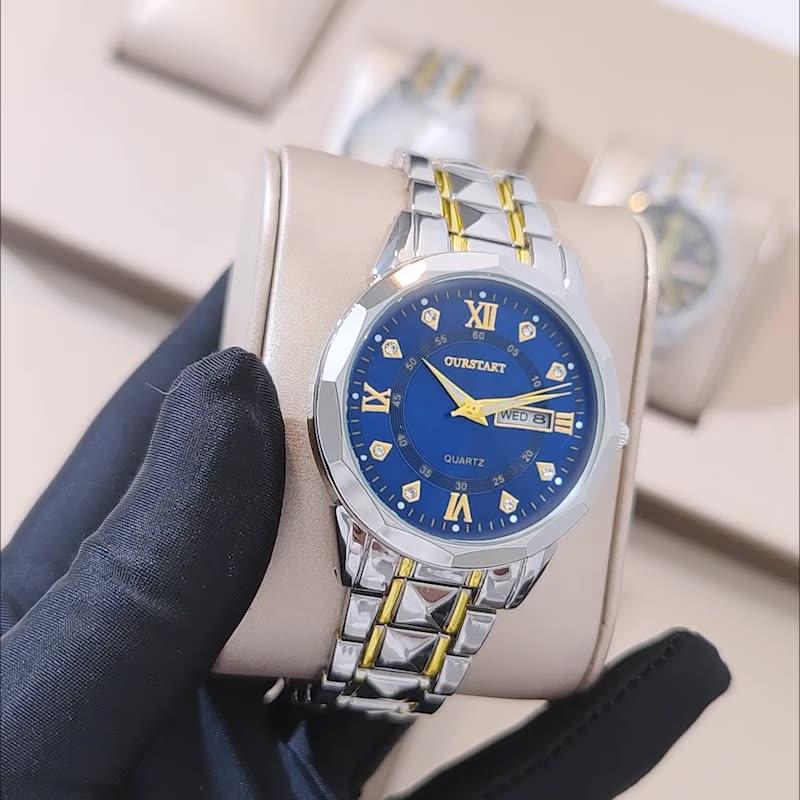 TOP Brand Men's Watch Business Simple Night Light Waterproof Double Calendar Rivet Steel Strip Male Fashion Quartz Clock Watches