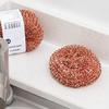 2pcs Copper Wire Cleaning Ball Brush Kitchen Wool Wire Ball Dishwashing Brush Sink Countertop Cleaning