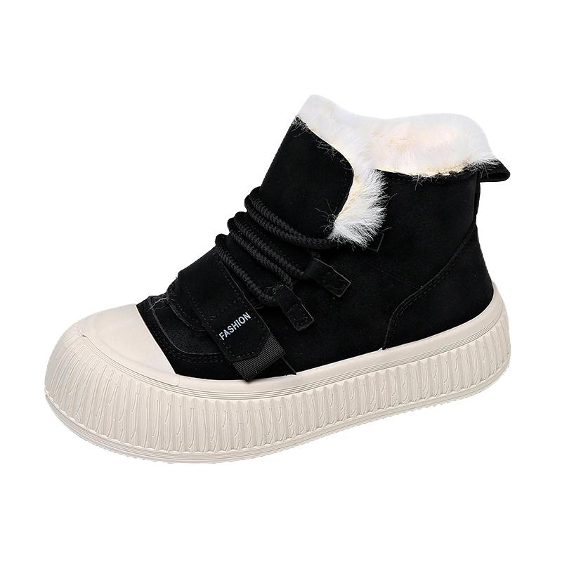 

Autumn Winter Plush Women High Top Sneakers Fashion Comfortable Platform Cotton Shoes Outdoor Non-slip Women s Shoes Botas Mujer 40 чорний