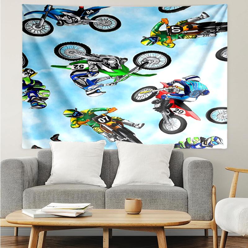 off-road-motorcycles Print Tapestry, Backdrop, Easy Setup, Ideal for Bedroom, Office & Living Room, with Aesthetic Wall Hanging Decor.
