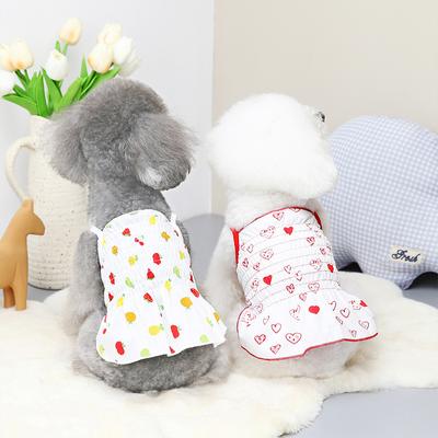 2024 Nieuwe Lente en Zomer Huisdier Kleding Honderd Bloemen Plissé Elastische Band Bomei Kleding Teddy Puppy Kleding Casual Hondenkleding