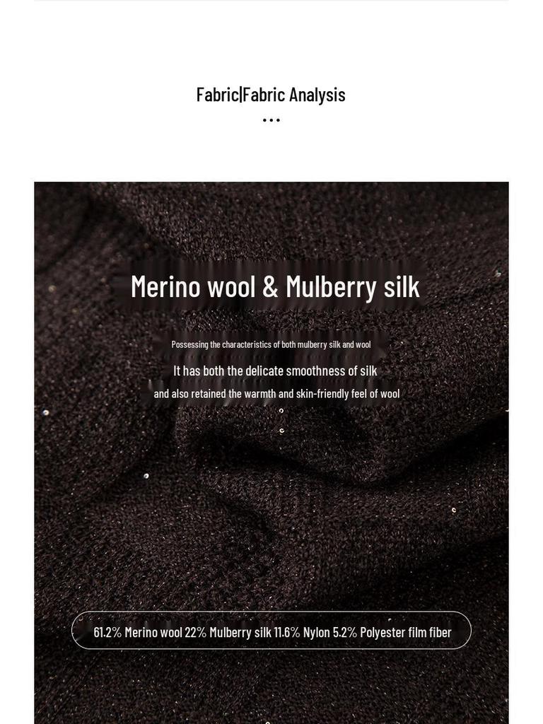 2025 Autumn Women's Wool & Mulberry Silk Slim-Fit Round Neck Innerwear