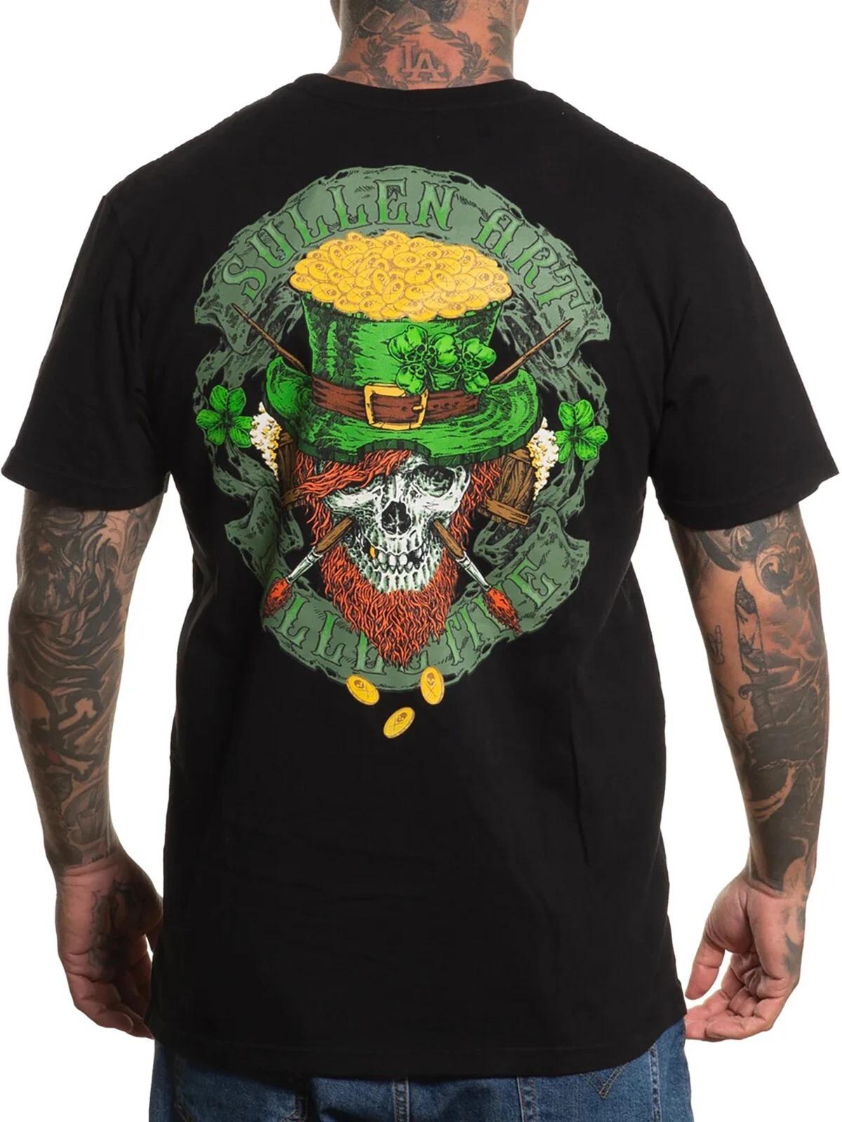 Sullen Men s Luck Badge Short Sleeve Premium T-shirt Tattoo St Patty s Day Tee S