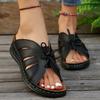 New summer women's wedge heel fish mouth slippers solid color large size bow decorative sandals women