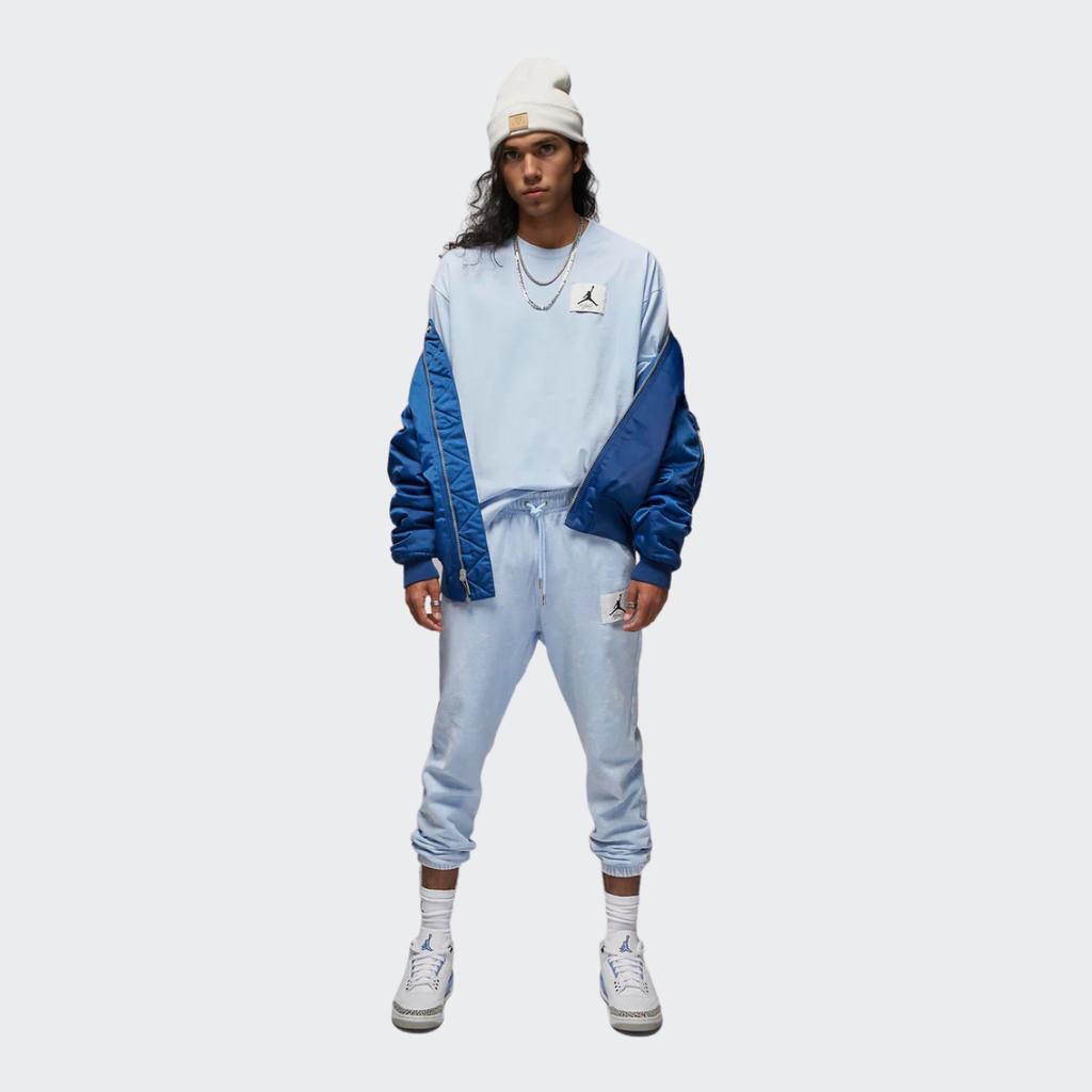 Jordan Solid Pattern Print Crew Neck Short Sleeve T-Shirt Men Tops Ice-Blue DZ0605-411