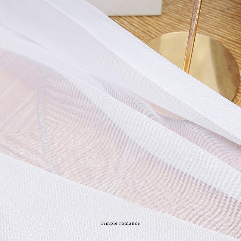 

Semi-blackout Lace Curtain Finished Solid Color White French Simple Curtain Gauze Festivals Decoration Bedroom Living Room Tulle W130 x H100cm&Threading Rod