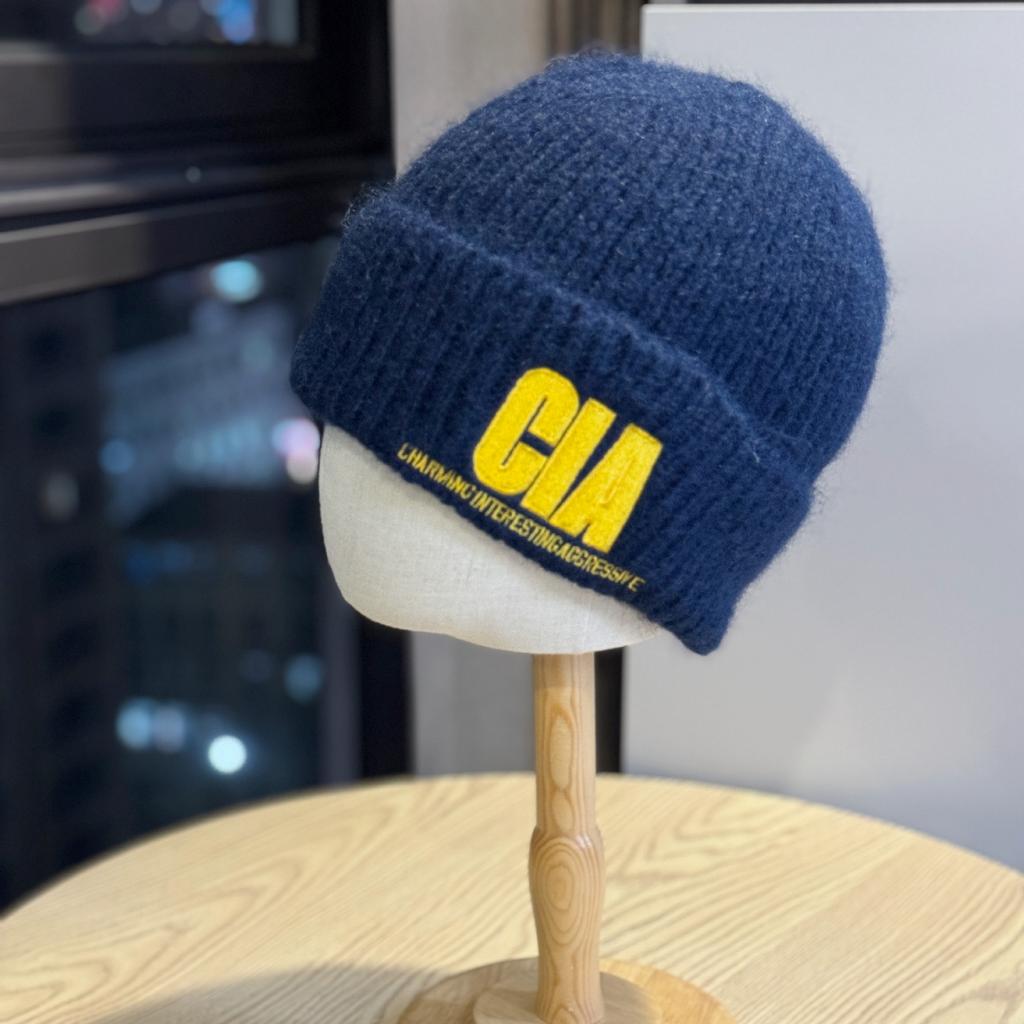 Korean Style Letter Embroidery Warm Woolen Hat for Women Winter Casual All Match Knitted Hat Showing Face Small Ear Protection Cold Hat Trendy