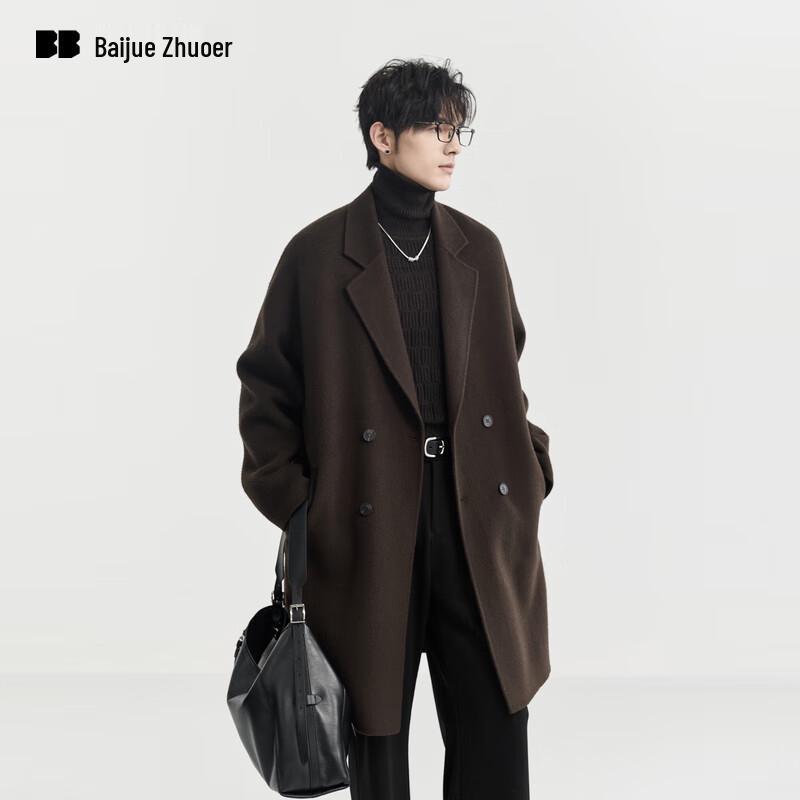 

Earl Zhuoer Men s Double-Faced Wool Mid-Length Overcoat L