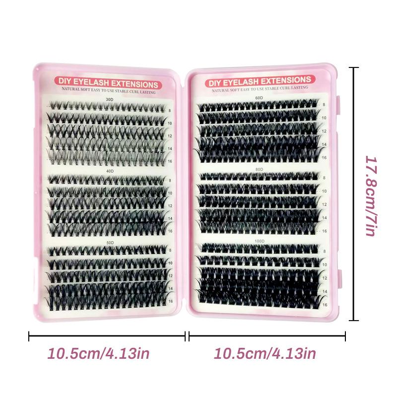 30D-100D Dense Mixed Pack Eyelash Book: D-Curl Segmented Lashes, 8-16mm, Large Capacity