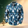 Men's Golf Shirt Long Sleeve Casual Christmas Print Quick-Dry Mesh Top