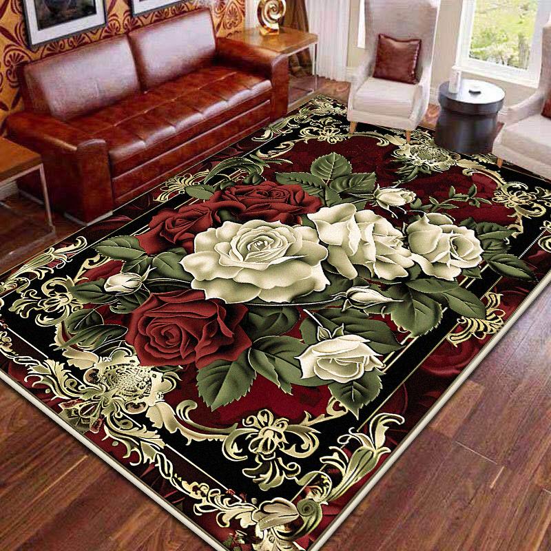 

Красные Ретро Ковры Большой Площади Гостиная Европейская Декорация Дом Зона Дивана Ковер Великолепная Спальня Нескользящий Напольный Коврик Моющийся 200*250cm