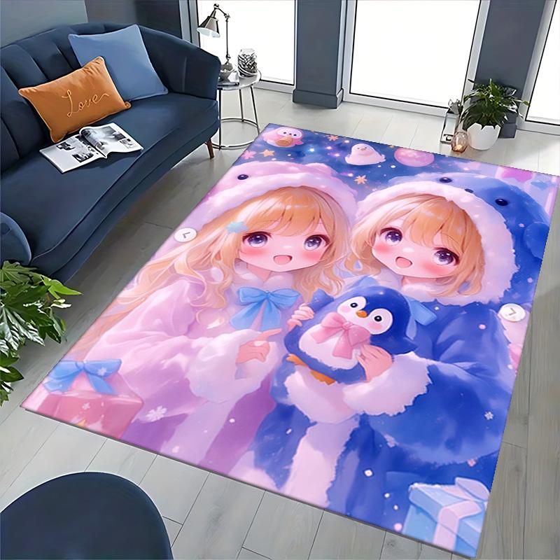 1pc Anime Penguin Chair Mat Cute Office Rug, Non Slip Carpet for Desk, Festive Gift Idea, Suitable for Home Decor, Living Room, Bedroom