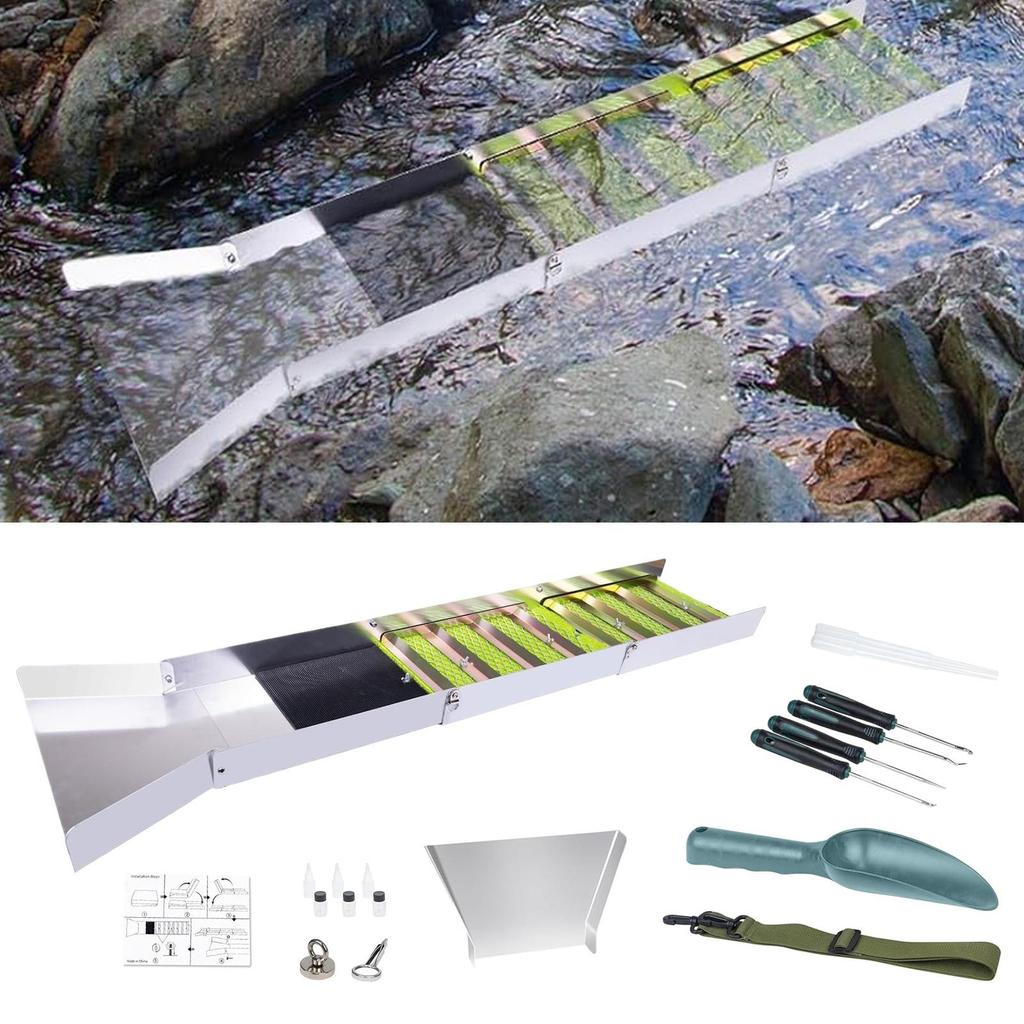 Kit Attrezzatura Strumenti per l'Estrazione dell'Oro 1 Set Canaletta per Lavaggio Oro Set Completo per Ricerca Raccolta Scavo Caccia a Gemme Rocce