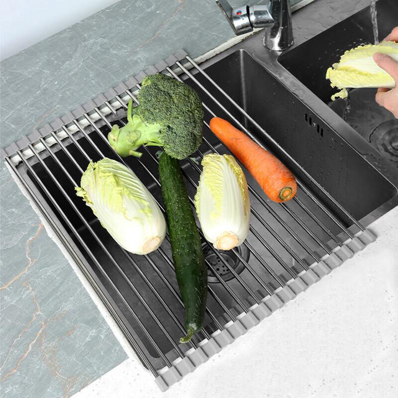 BJ Kitchen Sink Dish Drainer Rack, Faucet Organizer, Foldable Dish Drying Rack, 15 Tubes