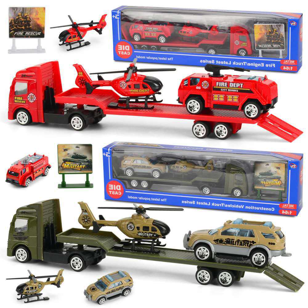 Children's Mini Alloy Inertial Car Set with Sliding Trailer Models