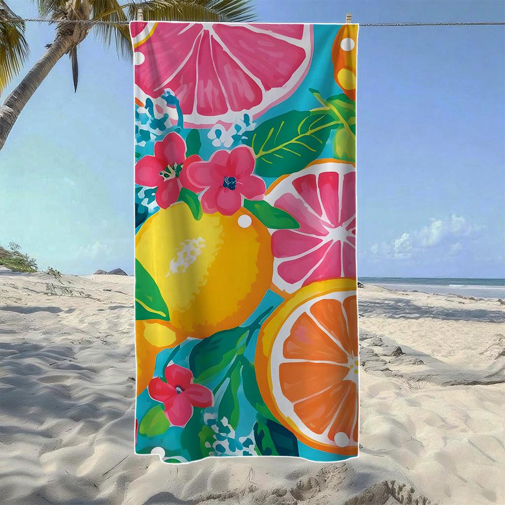 Watermelon & Citrus Fruit Beach Towel,Soft Quick-Drying, Perfect For Portable Outdoor Travel, Swimming, Camping And Summer Beach