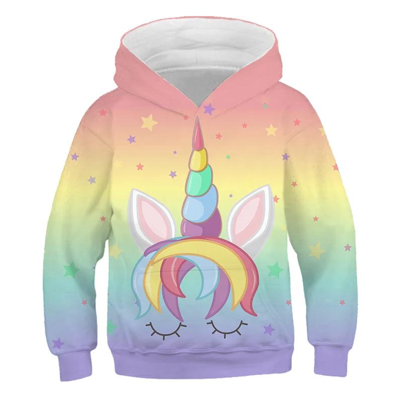 Children's Cartoon Casual Sweatshirts 2025 Baby Kids Boys Girls Unicorn Hoodies Clothing Spring Autumn Fashion Cute Hooded Tops