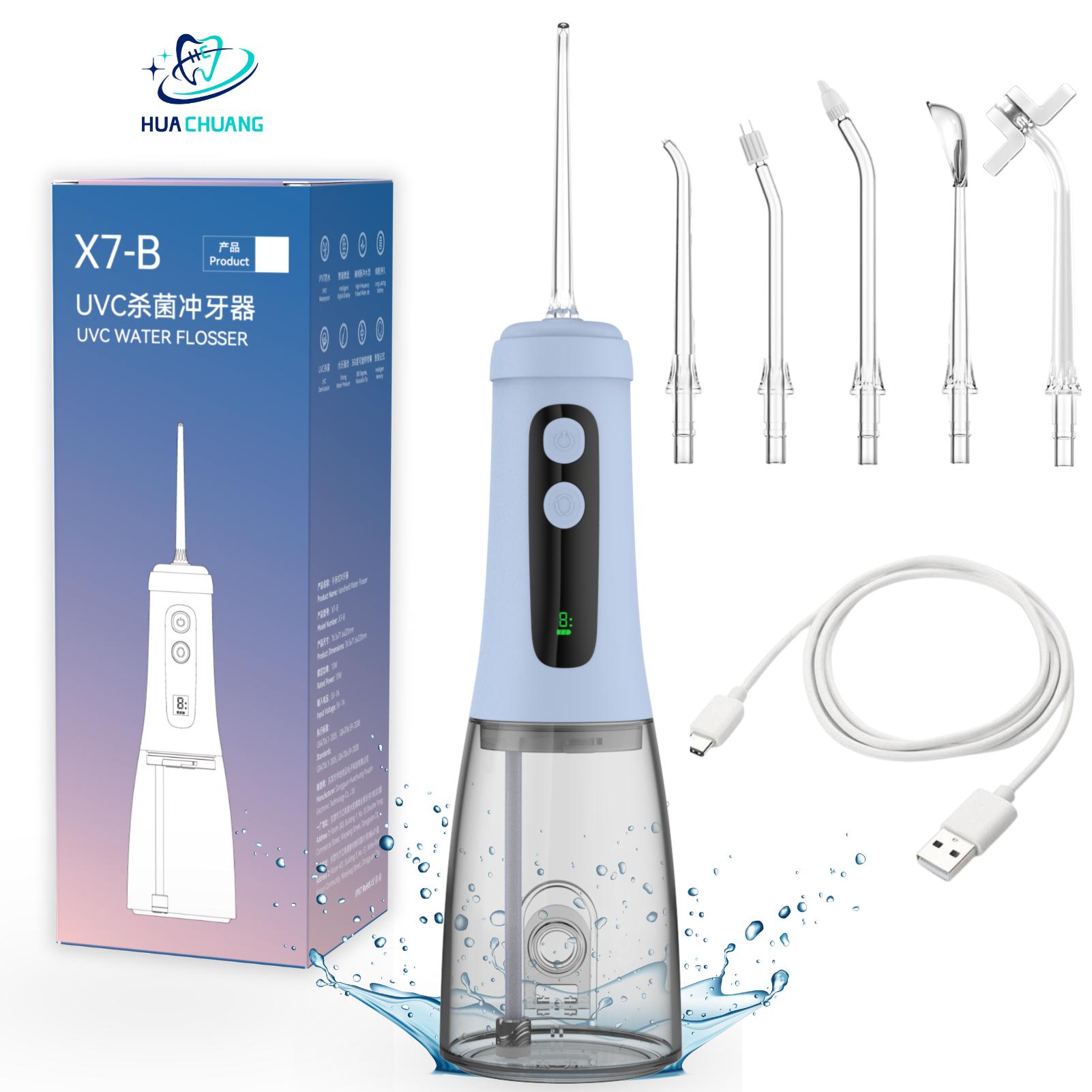 

Беспроводной стоматологический ирригатор с водяной струей, электрический, 4 режима очистки, зарядка через USB, УФ-ирригатор, водонепроницаемый инструмент для ухода за зубами синий