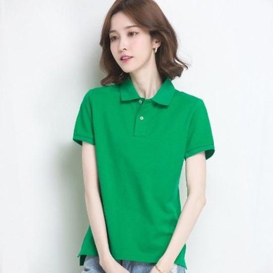 Women's Basic Solid Color Short-sleeved POLO Shirts Summer Knitted Tops Daily Casual Models Can Be Machine Washed and Dry Cleane