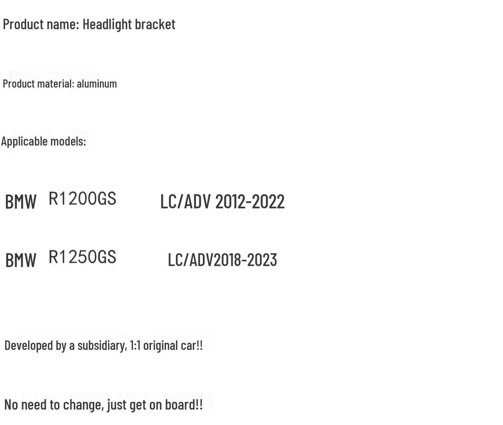 BMW R1200GS/R1250GS Adventure Headlight and Instrument Bracket