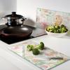 Decorative Tempered Glass Cutting Boards Watercolor Flowers 2X30X52 Cm