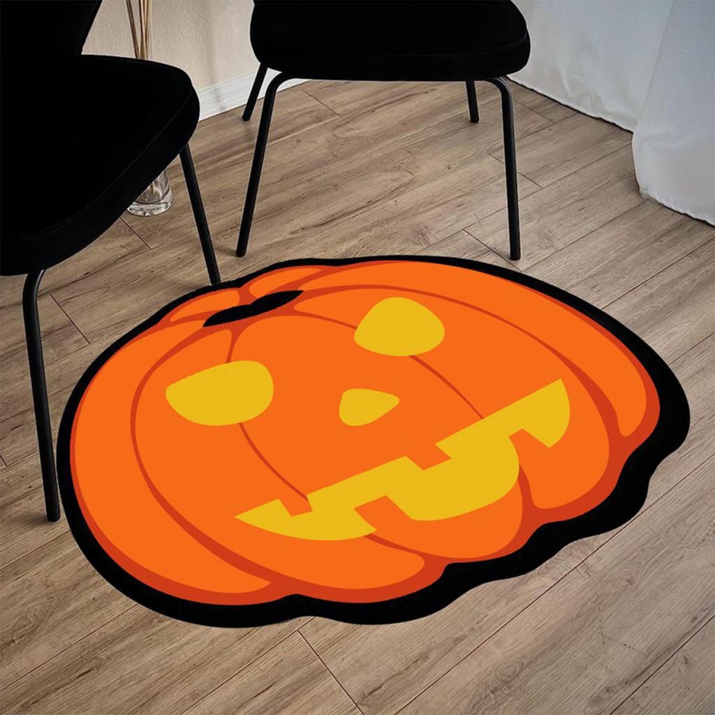 Halloween Pumpkin Bats Bath Carpet Rugs Decor Bats Bathroom Rug Decoration Spooky Ghost Mats for Kitchen Bedroom Family Decor