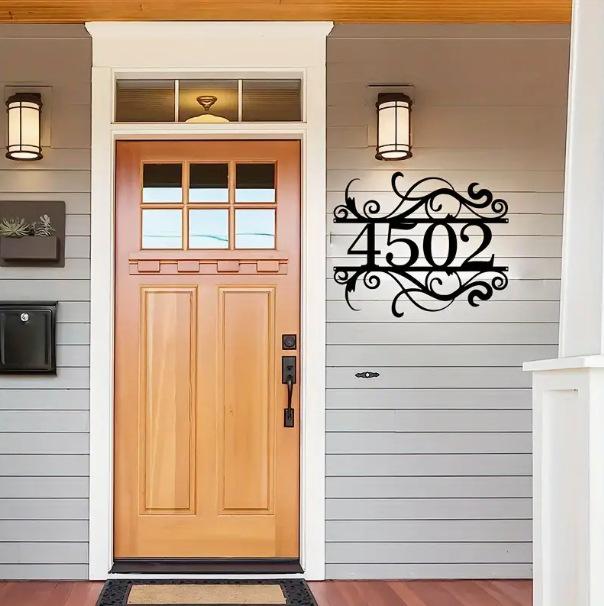 Personalized Durable Metal Address Sign: Name & Number Outdoor Wall Art