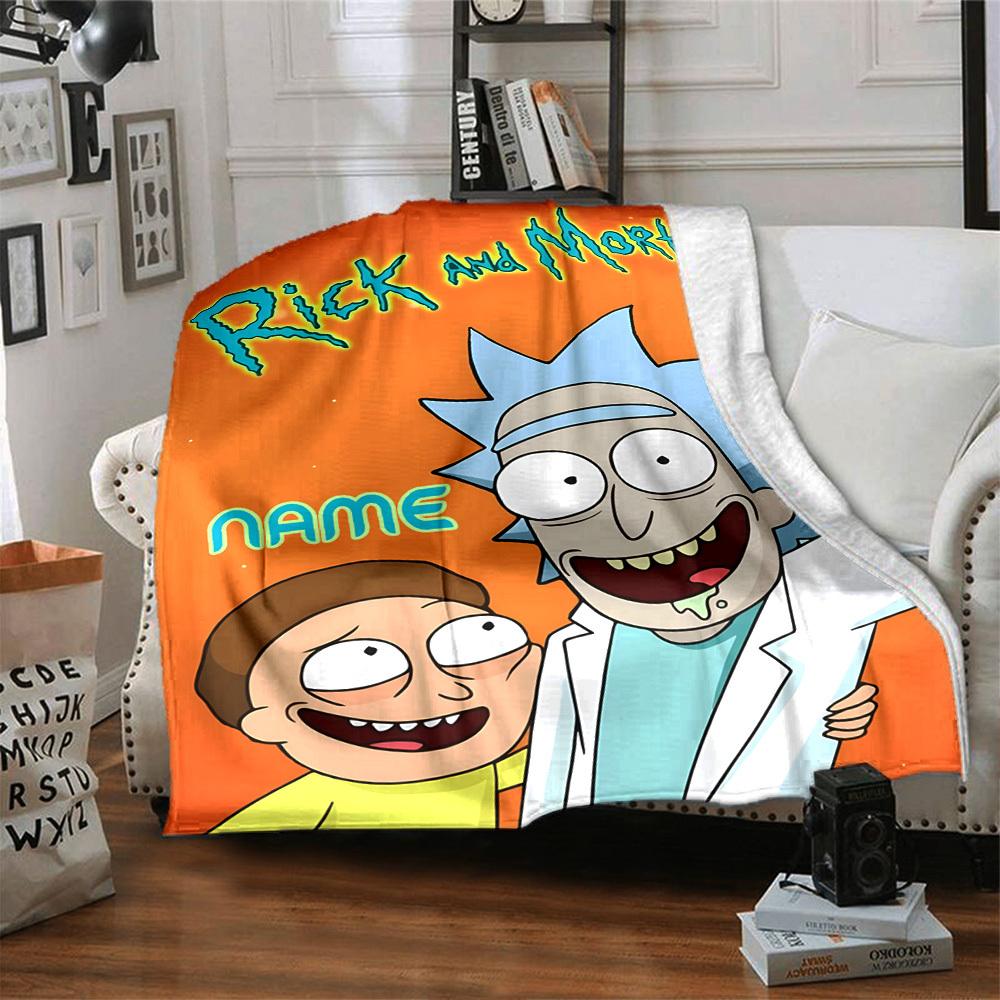 Rick And Morty Adventure Throw Customizable Blanket Customize Text Soft Cozy Suitable For Sofa Couch Office Bed Picnics Four Seasons Multipurpose