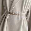 Elegant Double Pearls Buckle Elastic Women Belts Black Thin Straps Lady Girl Dress Skirt Decor Waistbands